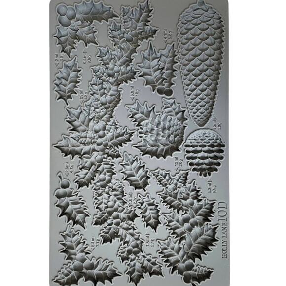 New Retired Iron Orchid Designs Holly Lane Mould Pinecones Leaves Christmas 2022 - Picture 1 of 2